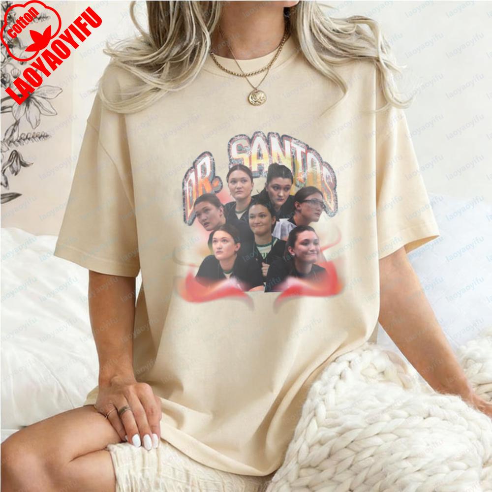 

Dr Santos The Pitt TShirt Retro Portrait Flame Print Tops TV Show Fan Cotton Tee Vintage Classic Fashion Clothes for Women S