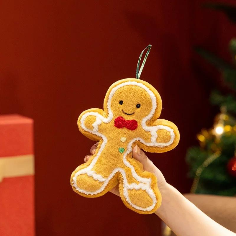 New Christmas Gingerbread Man Plush Toys Cuddly Cartoon Smile Gingerbread Man Pendants Doll Kawaii Home Decor Kids Xmas Gift