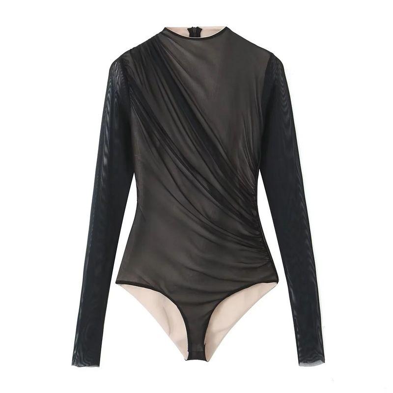 Araltay New Arrival Fashion Style Women's Clothing Fashion Ruched Decoration Silk Net Silm Jumpsuit 3067098 800