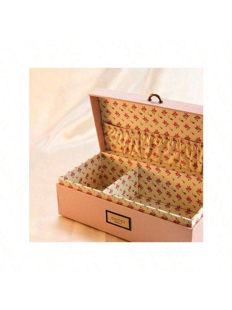Rosa Florale Süße Schmuck-/Kosmetik-/Schmuckaufbewahrungsbox, Große Kapazität, Süß und Retro, Ein Geschenk für Feste und Jubiläen GUCCI-GESCHENK-31