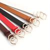 Double Loop Buckle Design Belt Casual Jeans Dress Women's Leather Black Brown Adjustable Belt