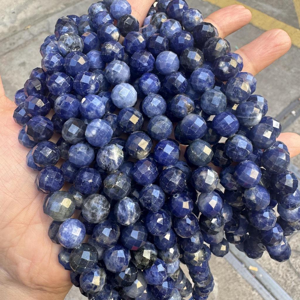 Sodalite Natural Blue Veined Faceted Stone Beads for DIY Handmade Jewelry Bracelet