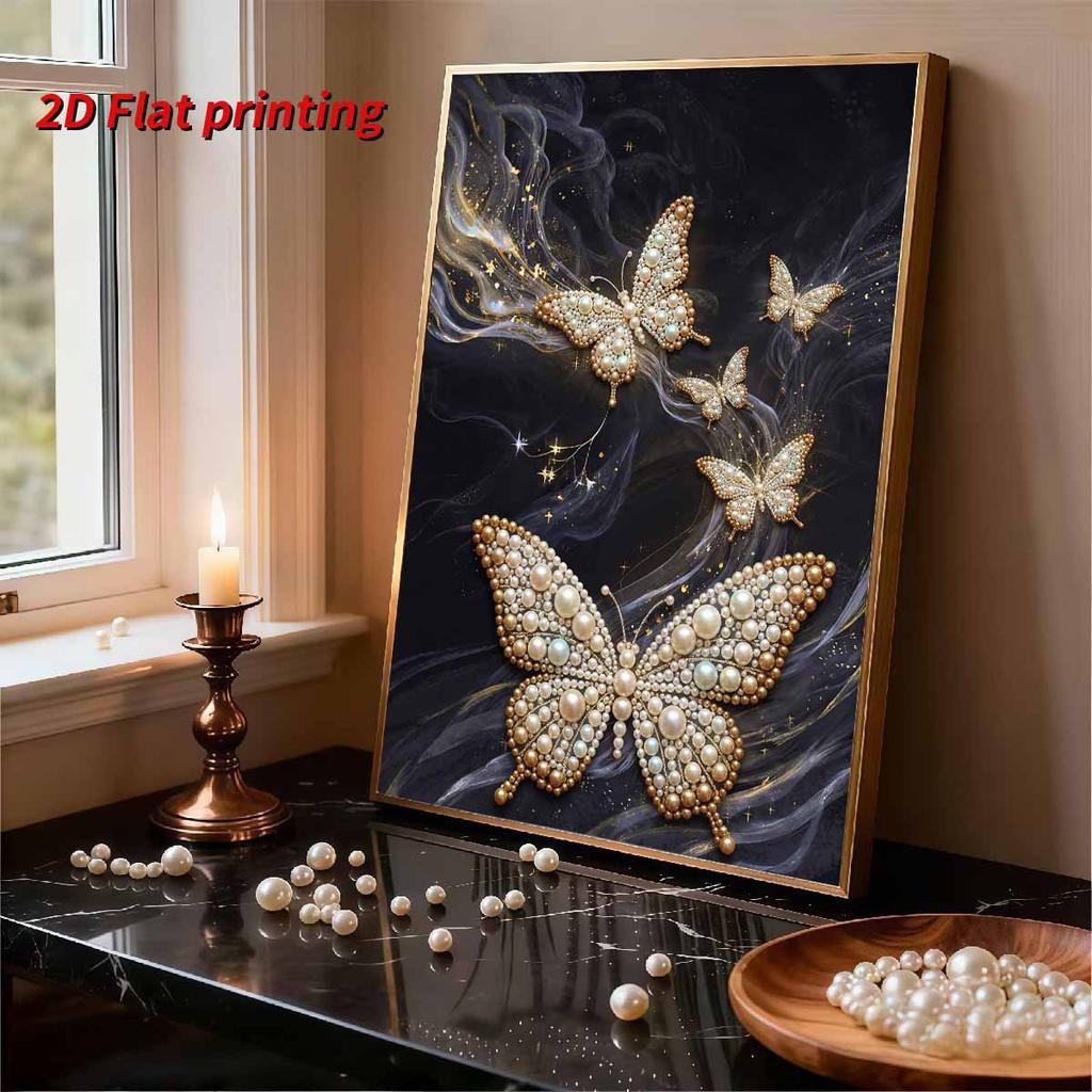 DIY Diamond Art Pearl Painting Kit for Adults, Dancing Butterflies Shaped Pearl Art Painting Wall for Home Office Decor Handmade Gift