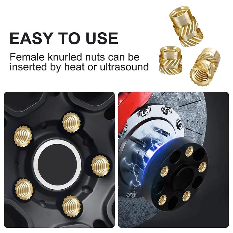 350pcs Set of Threaded Inserts Convenient & Reliable Knurled Brass Female Thread Nuts Inserts Assortment Set for Plastic