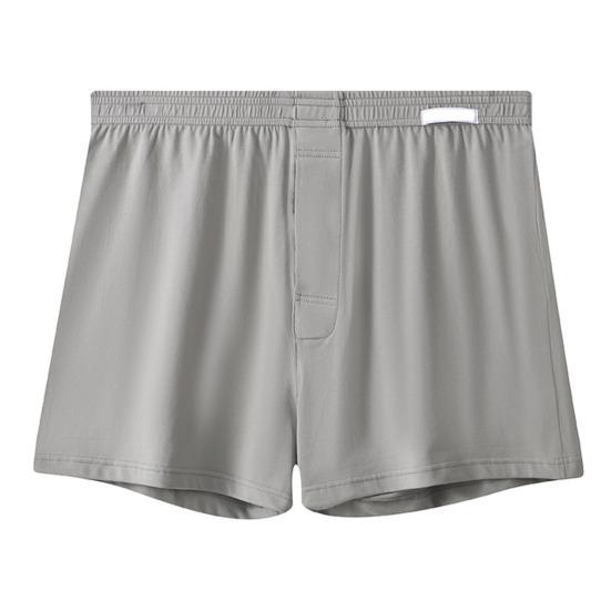 Men Boxer Underwear Open Design Button Placket Mid-rise Elastic Waistband Shorts Briefs Solid Color Loose Fit Underwear