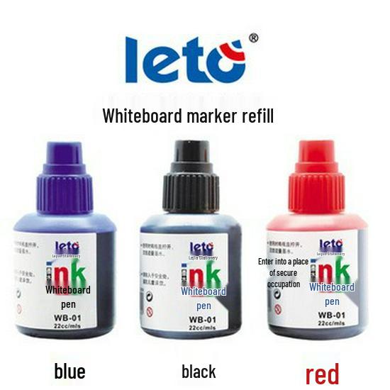 Letu WB-01 Erasable Whiteboard Marker Ink, 22cc, Refillable, Available in Black, Red, Blue.