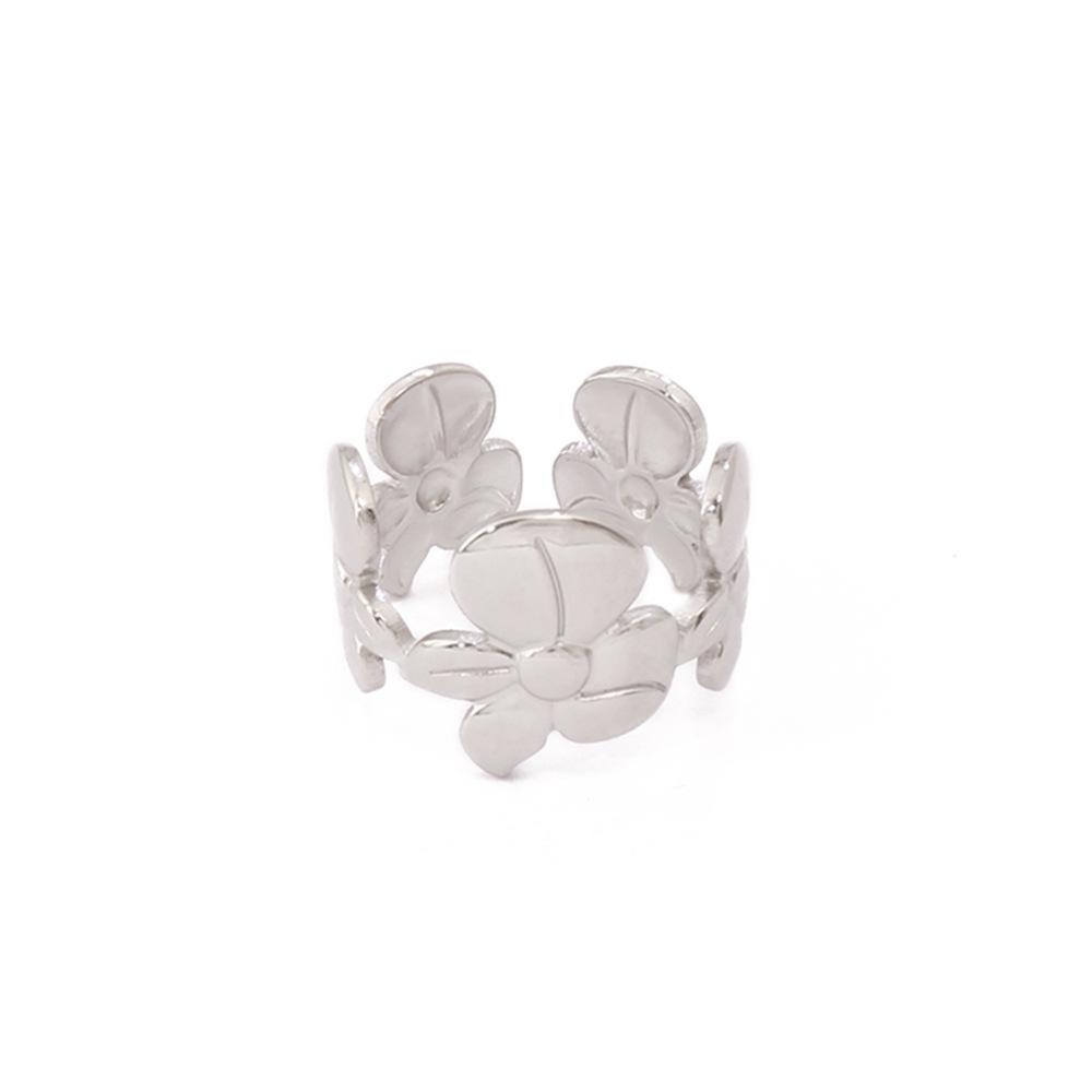 European & American Design Stainless Steel Flower Open Ring - Gold Flower Accessories for Women