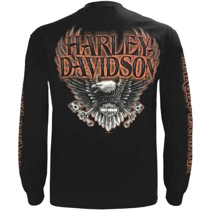 Harley-Davidson Men's Eagle Piston Long Sleeve Crew Shirt, Black 30299947