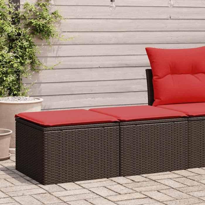 VidaXL Salon de jardin avec coussins 2pcs marron résine tressée acacia, ensemble de canapés d'extérieur, salon de jardin 3328667