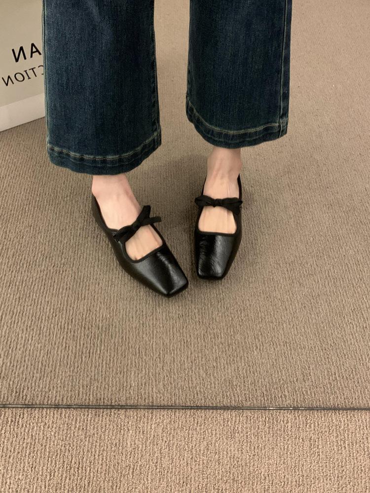 Fashion New casual flat shoes with square toe niche design spring simple versatile comfortable elegant women's single shoes