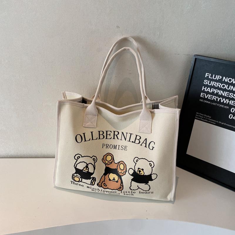 

Женская холщовая сумка-тоут через плечо большой вместимости 2025 для коротких поездок 39cm x 30cm x 17cm