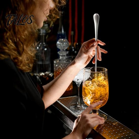 Multi Use Kitchen Spoons Stainless Steel Long Handle Mixing Spoon, Polished Metal Stirring Ice Cream Scoops Tall Glass Bar Spoon for Cocktails