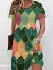 2D Printed Simple Fashion Elegant Vacation Abstract Painting Color Block Diamond Grid Geometric Color Block Splicing Graphic Full Print Breathable Rou