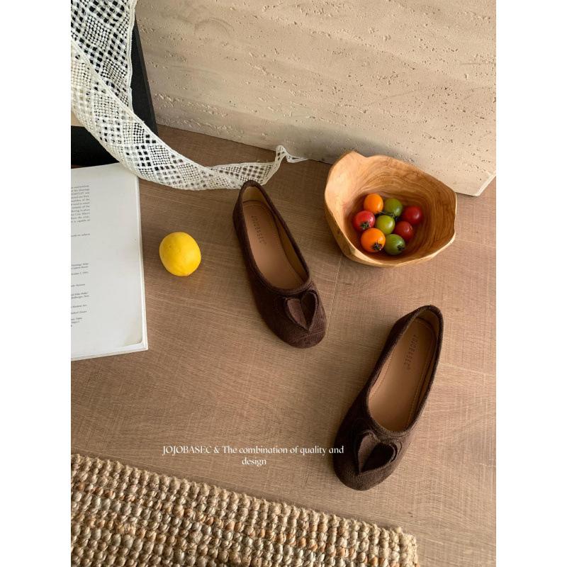

Retro Evening Wind Love Suede Flat Shoes Women s Versatile Not Tired One Foot Lazy Shoes Ballet Ladyshoes 39 кавовий
