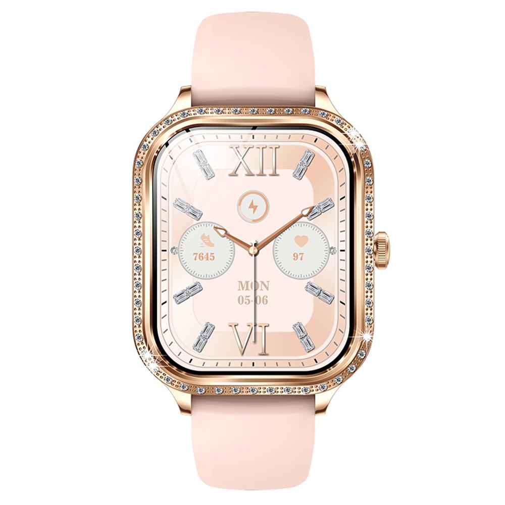 MK88 Silicone Strap 1.75-inch Women Rhinestones Smart Watch Bluetooth-compatible Calling Fitness Tracker Smart Bracelet
