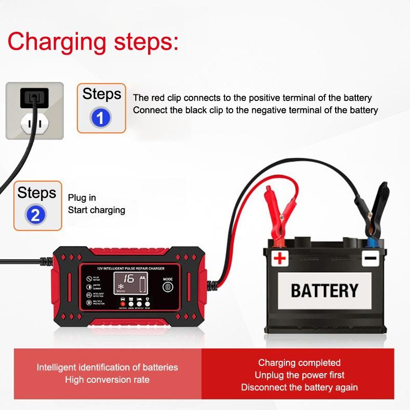Battery Repair Lcd Display 6A 12V Intelligent Car Battery Charger Car And Motorcycle Battery Charging Unit Lead-Acid
