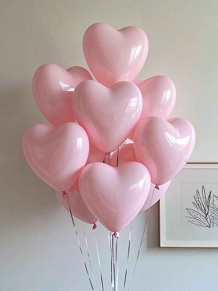 20pcs 10Inch Pink Macarons Heart Shape Latex Balloon Birthday Party Decorations Wedding Valentine's Day Decor Kids Shower Globos