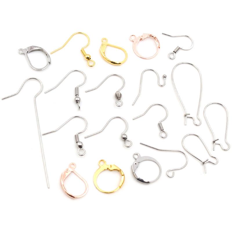 Gold Stainless Steel Hypoallergenic Earring Hooks Fish Earwire Earrings Clasps Earring Wires For Jewelry Making