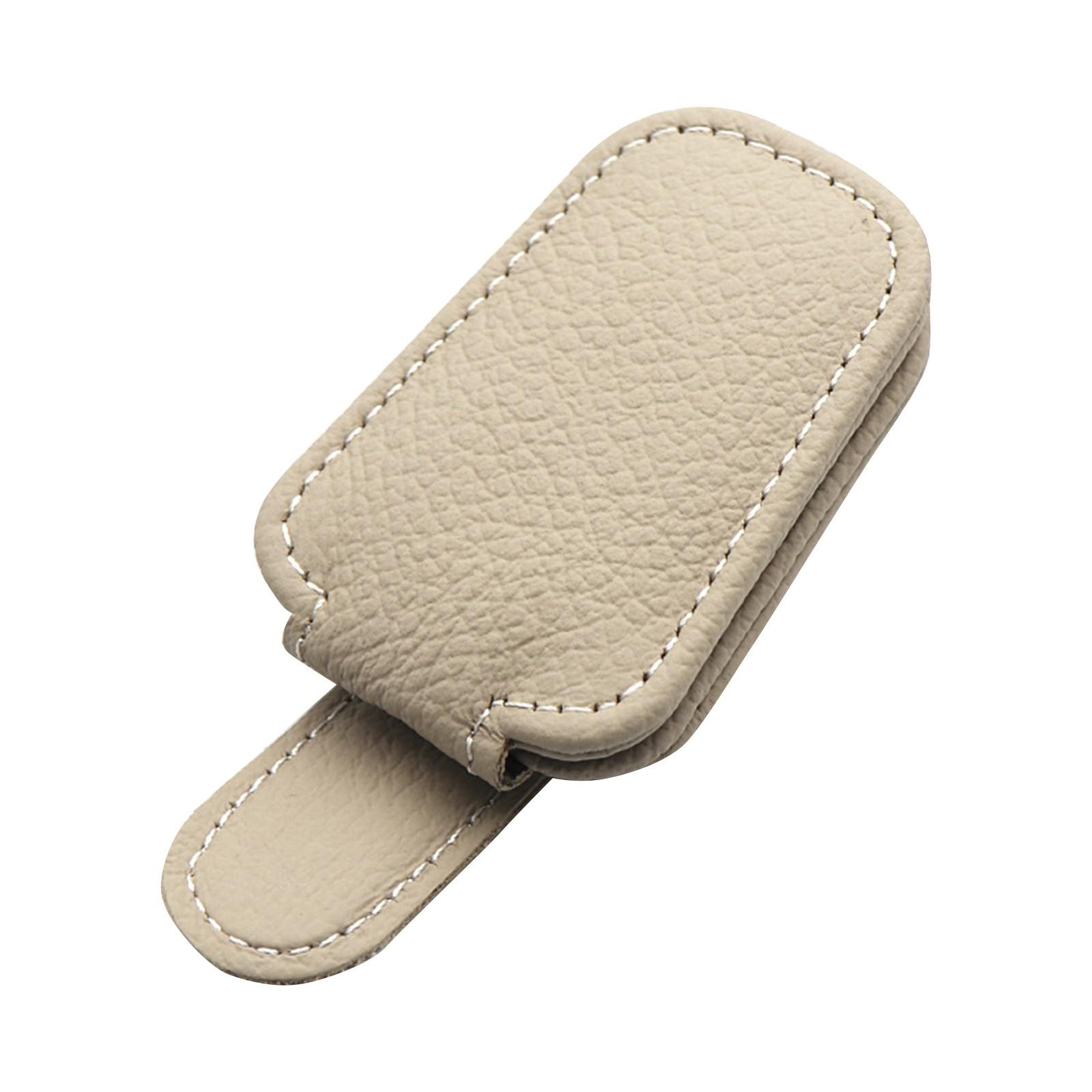 

1 упаковка держателей солнцезащитных очков для автомобильного козырька - магнитный кожаный держатель для солнцезащитных очков и зажим для карт - аксессуары для автомобильного козырька One Size бежевый