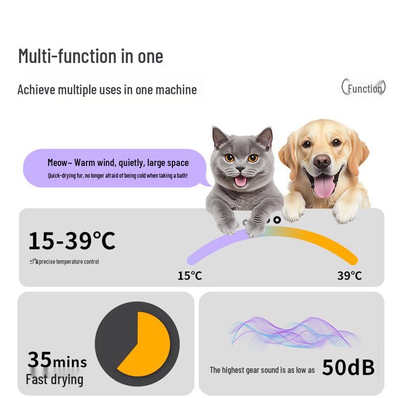 Smart Silent Pet Dryer: Automatic, Large-Capacity Hair Drying Box for Dogs and Cats