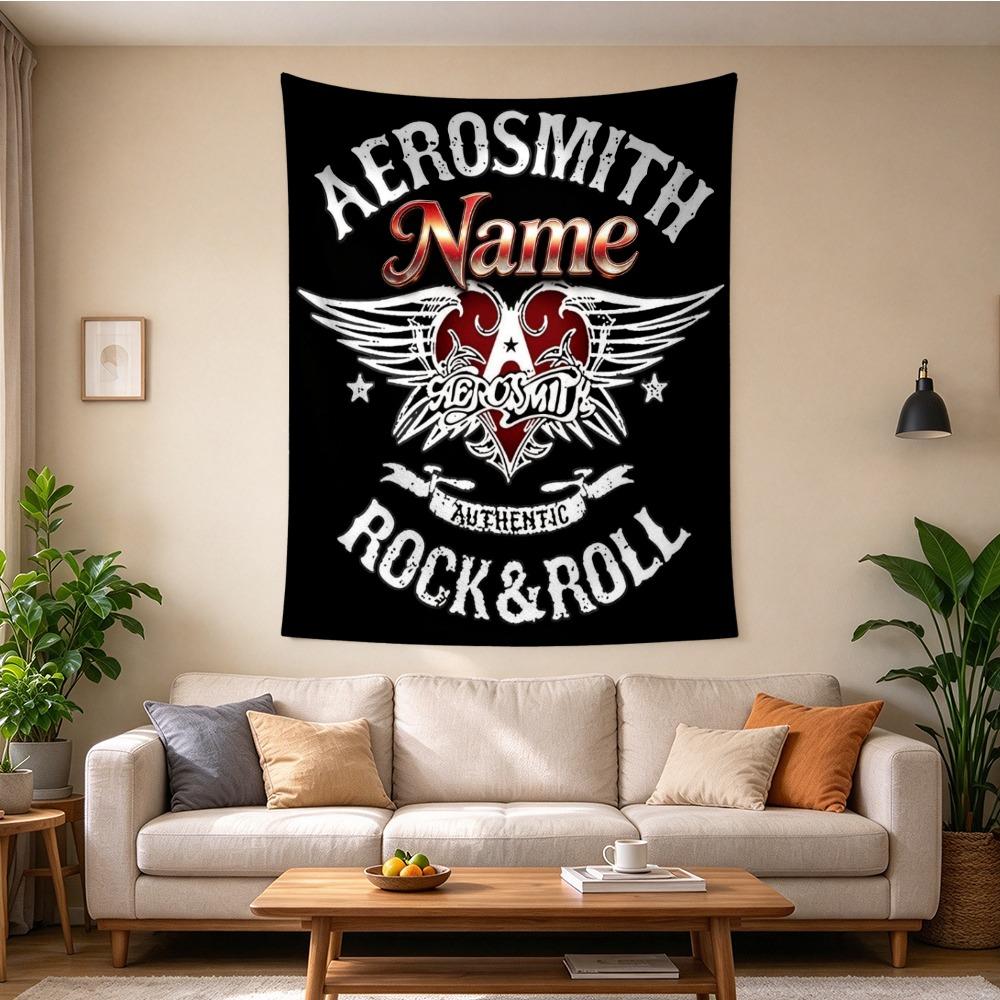 Custom Name Rock Aerosmith Tapestry Wall Hanging for Bedroom, Living Room & Dorm Decor, Modern Home Wall Art