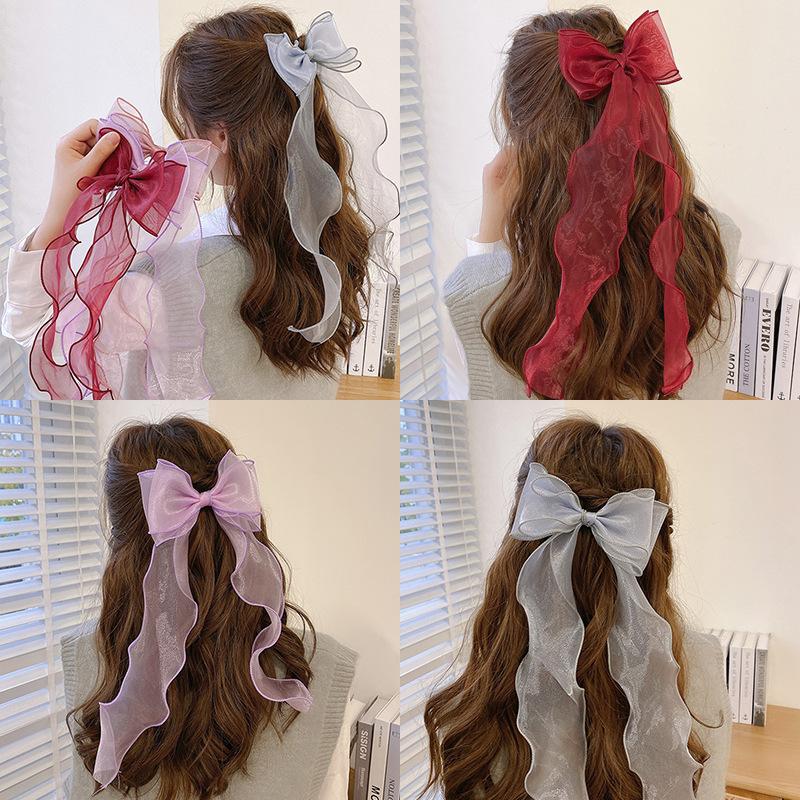 Lystrfac New Style Lace Bow Long Ribbon Hairpin for Women Wild Cute Girl Hairclips Fashion Braid Hairgrips Hair Accessories
