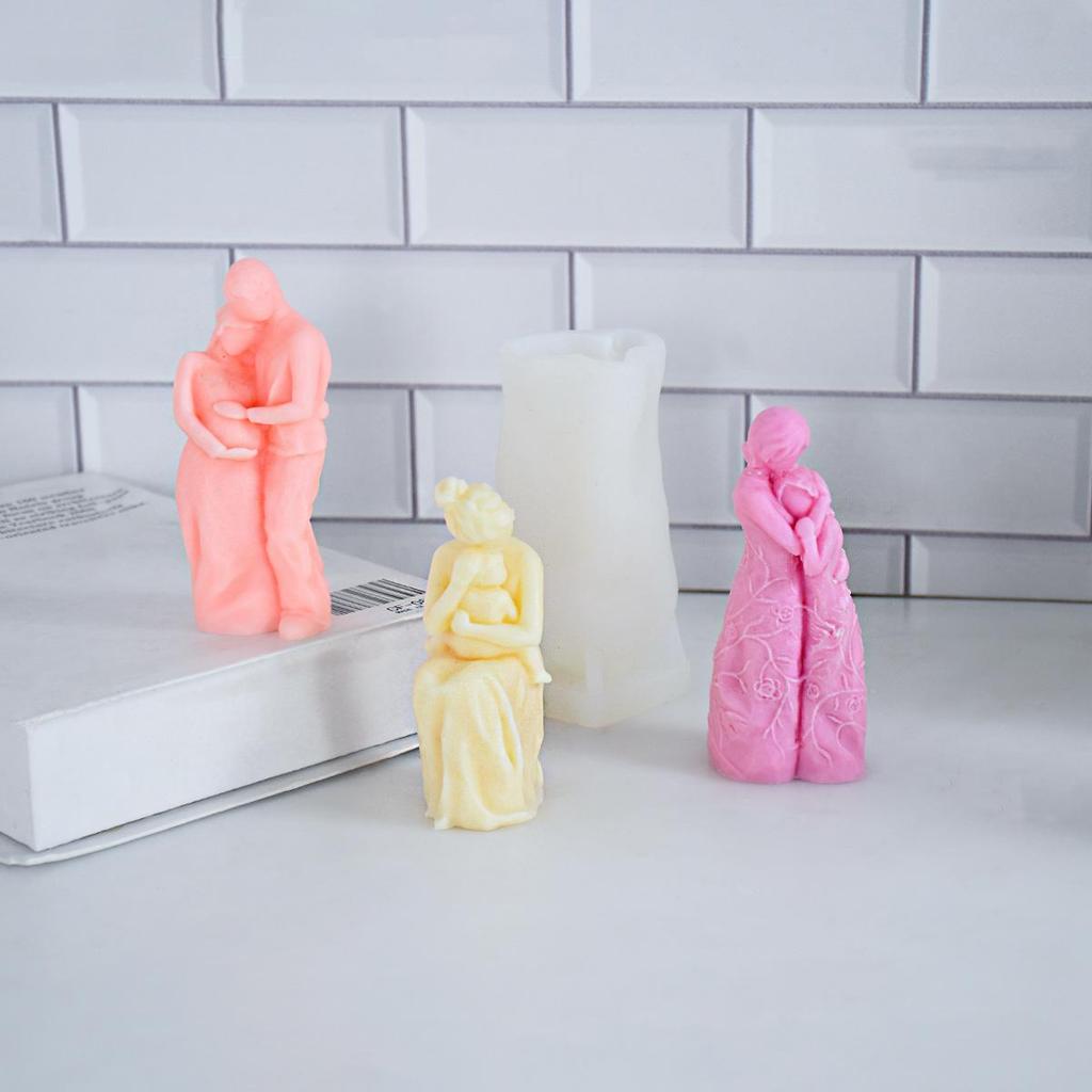 Pregnant Woman & Child Silicone Mold for DIY Aromatic Plaster Candle