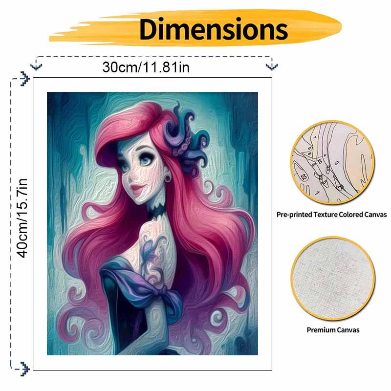 Disney DIY Oil Painting Kits Little Mermaid Portrait Hand Painting Home Decor Craft Gift Ideas For Unique Wall Art Home Decoration Decor