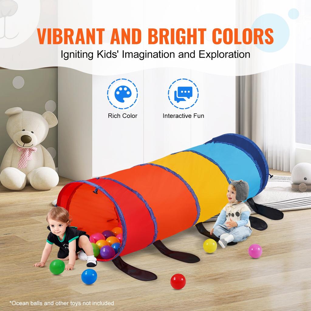 אוהל מנהרה למשחק לפעוטות 1540x1385x460 מ"מ צבעוני קופץ זחל מנהרת זחילה מתקפל מתנה לבנים ולבנות מנהרת זחילה פנימית וחיצונית