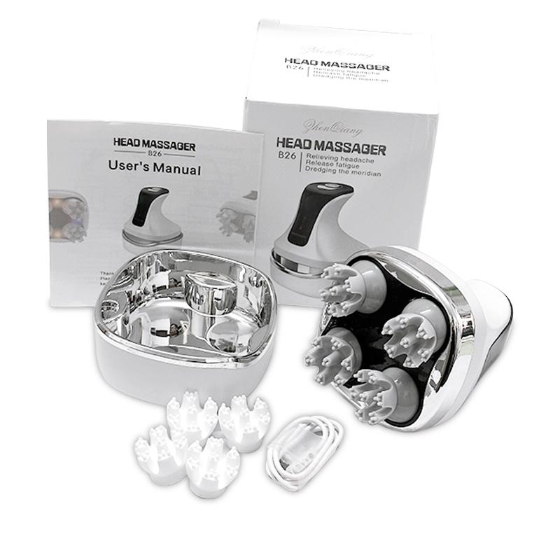 Elektryczny Masażer do Głowy na Podczerwień z 4 Głowicami Masującymi Ugniatającymi Masażer Głębokich Tkanek na Porost Włosów Relaks i Kot Zwierzę