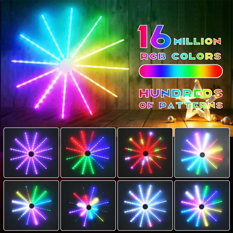 Colorful Twinkle Fireworks Lights Led String Lights Rgb Meteor Decorative Lamp With Remote Control