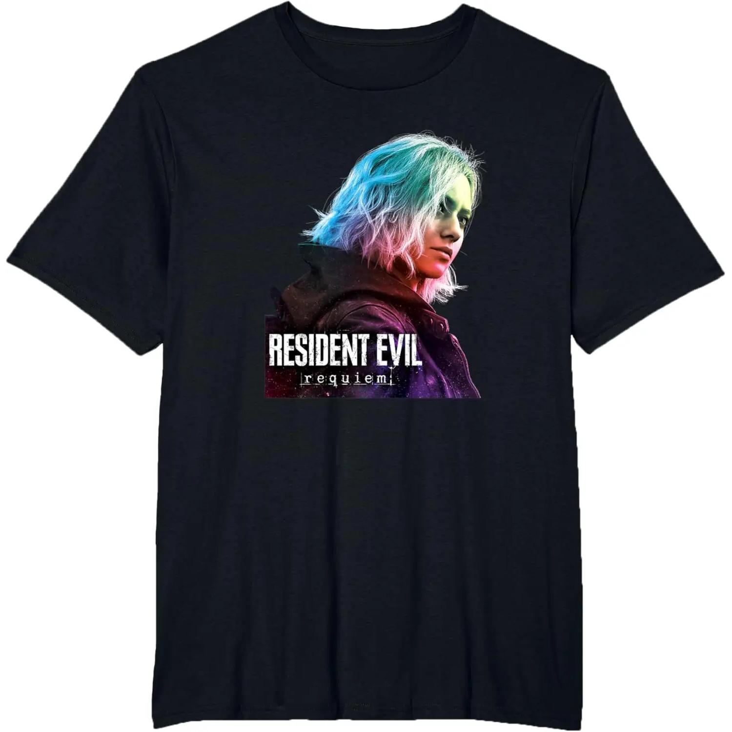 

2026 New Resident Evil Requiem Gaming Design Unisex High Quality Oversized Casual T Shirt Cotton Short Sleeve for Men Women Tee S чёрный