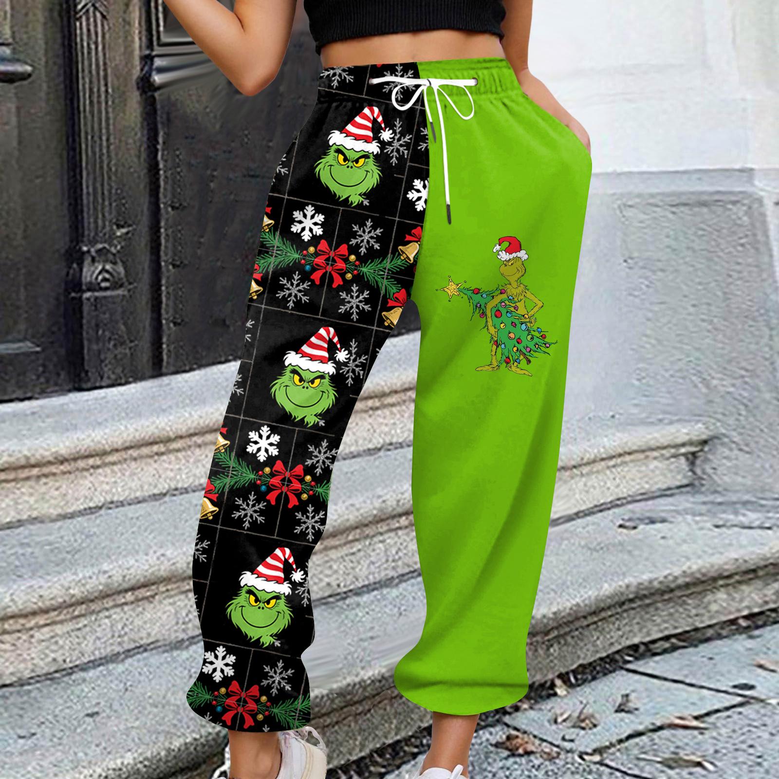 

Women s Casual Fashion Christmas Printed Casual Sweatpants Elastic Waist Drawstring Pants XXXL