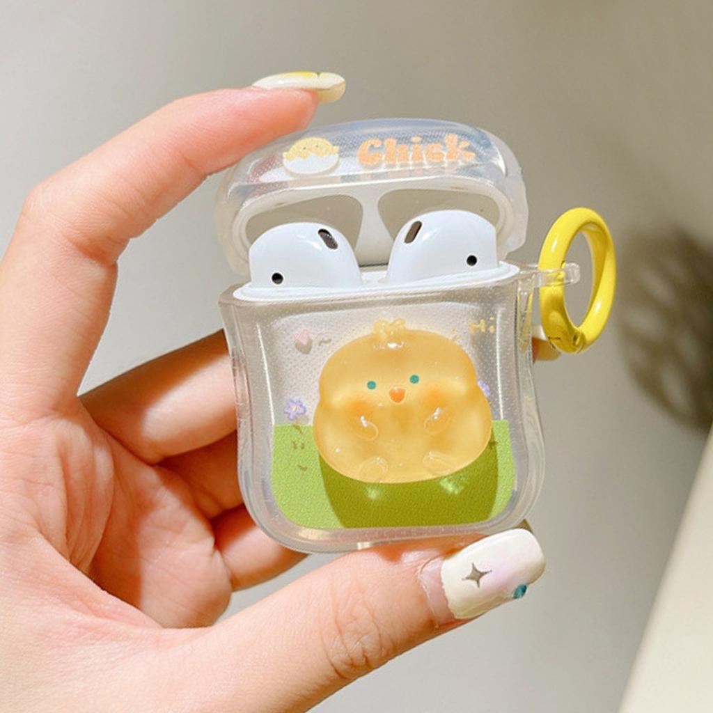 Cartoon Cute Three-dimensional Chick for Apple Wireless Bluetooth AirPods 1 /1/1 Generation Earphone Case Soft Case