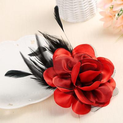 I-Remiel High-End Feather Corsage Handmade Fabric Flower Broszka Pin Dla Kobiet Lapel Collar Pin Ślubne Ubrania i Akcesoria