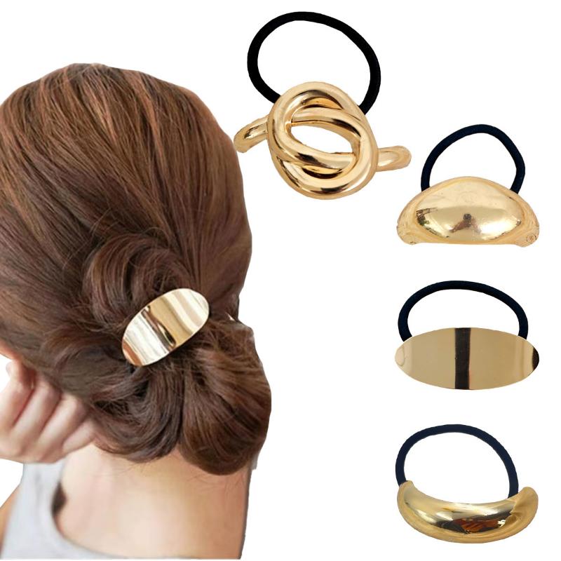 Fashion Alloy Headband Headdress Cool Style Ponytail Hair Ring High-end Seamless Hairband Set