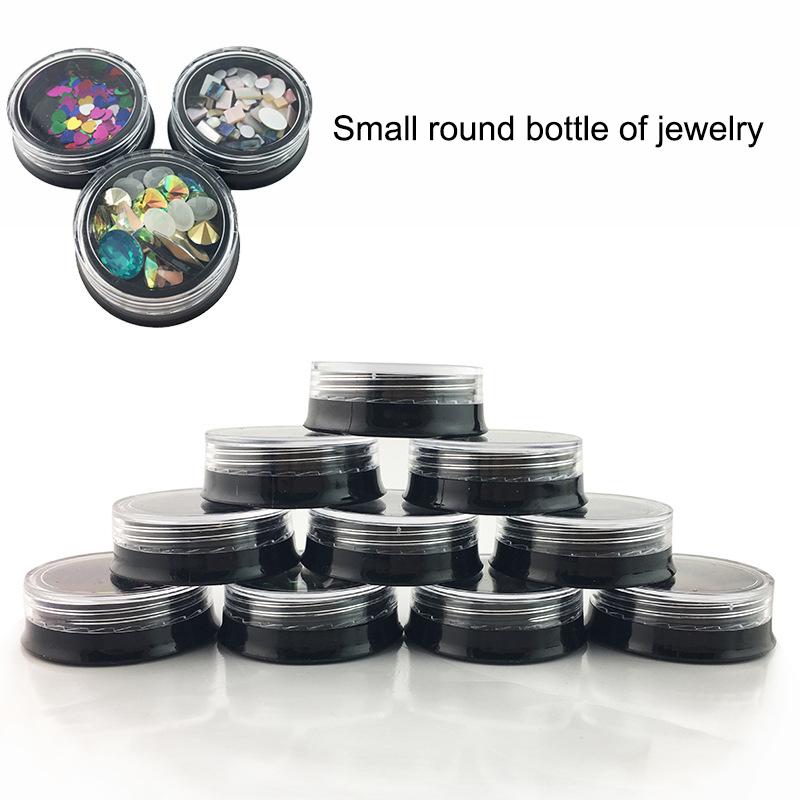 10Pcs Black Nail Art Storage Flat Bottle Empty Nail Glitter Powder Nail Decoration  Box Refillable Can Tin For Balm