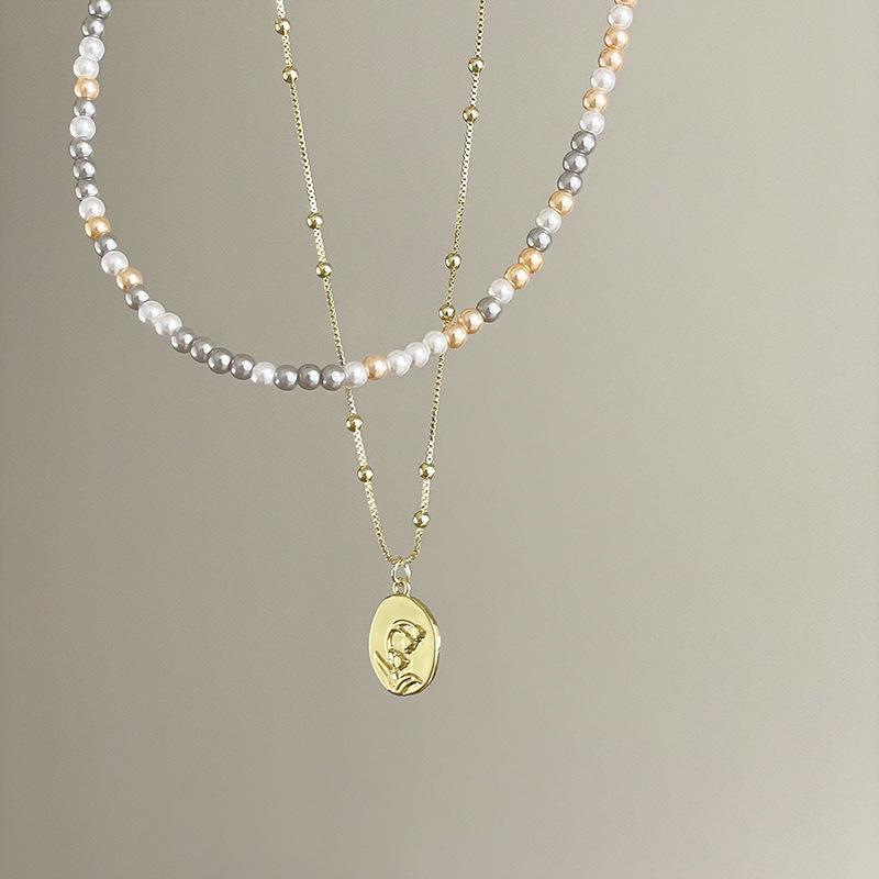 

2024 Multi-Color Beaded Rose Necklace: Elegant Layered Sweater Chain for Women