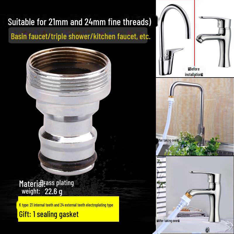 Washing Machine Faucet Adapter: 4 To 6 Points Connector for Inlet Pipe and Car Wash Basin