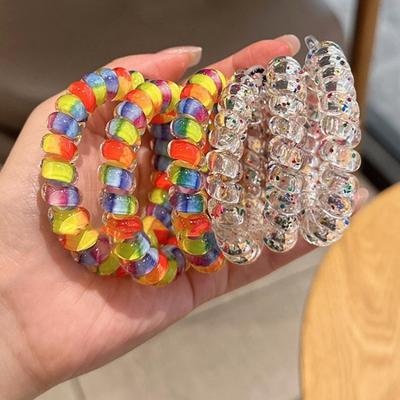 NEW Shining Colorful Women's Scrunchies Telephone Wire Line Hair Rubber Bands Elastic Hairbands Rope For Girls Hair Accessories