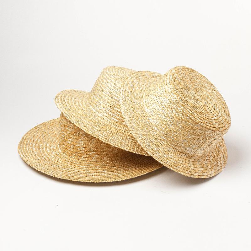 

Customized Solid Color Straw Hat Boater Cap Summer Fedoras Beach Sun Hat Mateial Top Hat Craft Fascinator Base 5cm