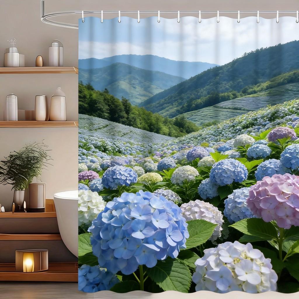 Lush Tropical Rainforest Stream with Giant Monstera Leaves Waterproof Shower Curtain for Bathroom Decor