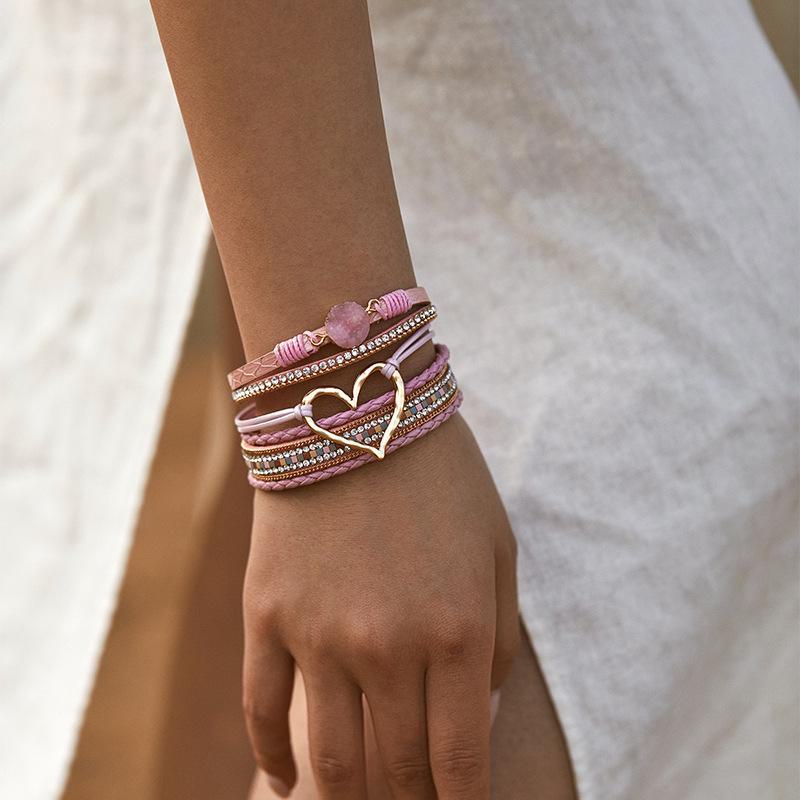 Braccialetto dell'amore bohémien multistrato europeo e americano – Gioiello alla moda regalo per ragazze