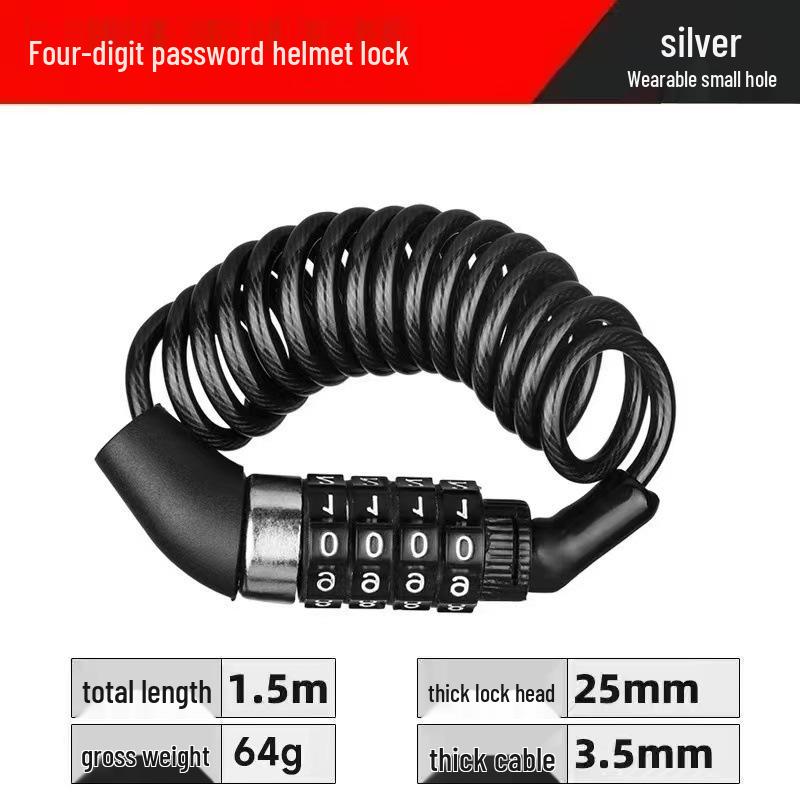 

Anti-Theft Retractable Combination Lock for Motorcycle and Electric Bicycle Helmets