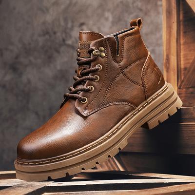 Street Style Pánské kožené boty Silná podešev Protiskluzové ManKoník Botas Protiskluzové Outdoorové boty na motorku Všestranná obuv pro volný čas