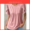 Polyester Casual T Shirt With Ruffle Sleeve And Round Neck For Summer Wear
