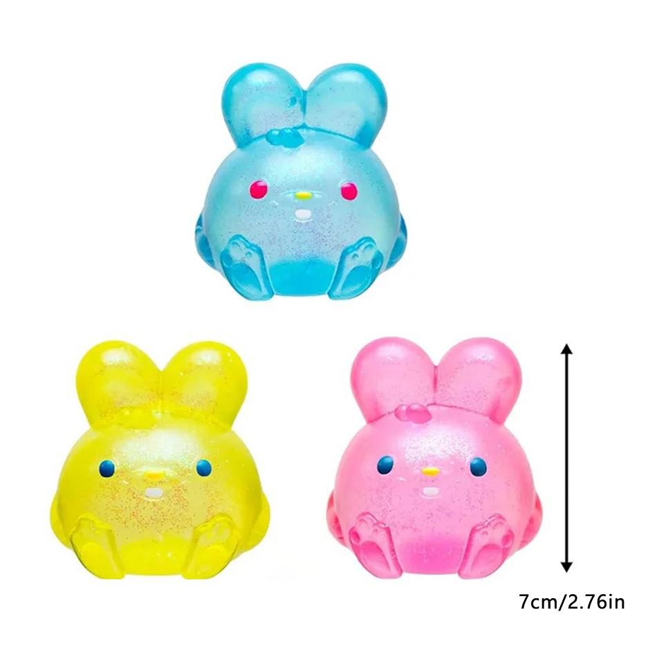 Bestseller Nee-Doh Jelly Rabbit Squishy, Cube Slow Rebound Sensory Squeeze Toy, Stress Relief Vent Toy For Kids, Red/Purple/Blue