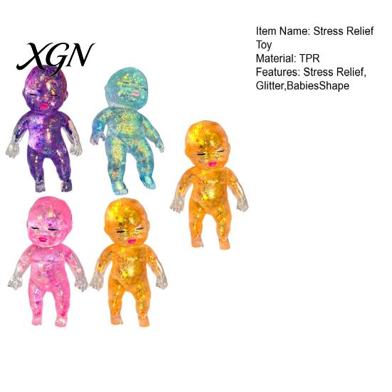 Anxiety Relief Ball 1/2/3/4/5Pcs Glitter Babies Stress Toy Soft Stretchy Relieving Clear Sensory Baby Squeeze Hand Relaxation Sugar Fidget Kids