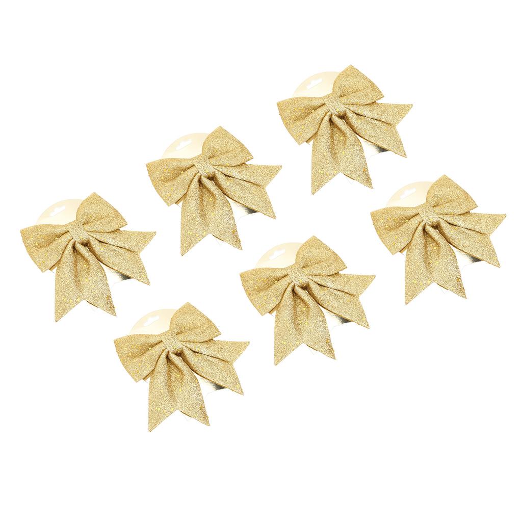 6pcs Glitter Bow Ornaments Multifuntional Party Accessories Xmas Decorative Glitter Ties for Valentine Day Wedding