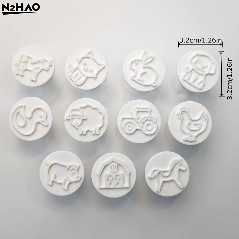 12pcs Clay Mold Set Animal Clay Stamp, For Soft Clay, Wax, Resin Crafts, Adaptable For Scrapbook, Card Making, Sealing Wax Stamp